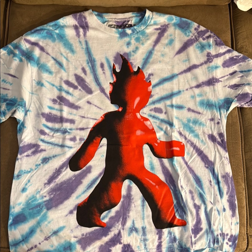 Red and Blue Short Sleeve Tie-Dye Tee